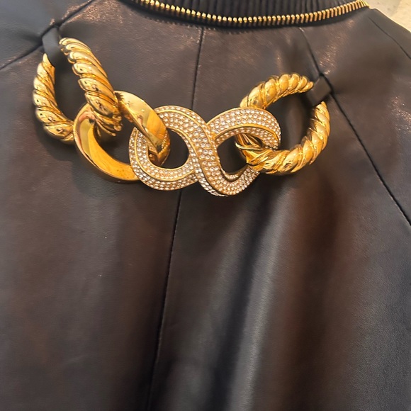 GIUSEPPE ZANOTTI HOODED NAPPA LEATHER BOMBER JACKET with Crystal Chains - Picture 7 of 16